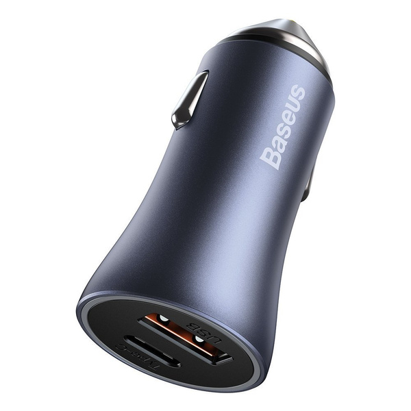 Baseus Golden Contactor Pro car charger USB-C / USB-A 40W PD QC 4+ SCP FCP AFC + cable - gray