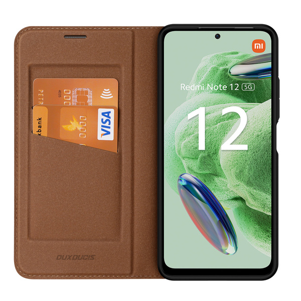 DUX DUCIS SKIN X2 CASE FOR XIAOMI REDMI NOTE 12 5G / POCO X5 5G COVER FLIP WALLET STAND BROWN