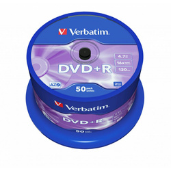 Płyta DVD+R Verbatim 4.7GB 16X 50szt     srebrny 43550