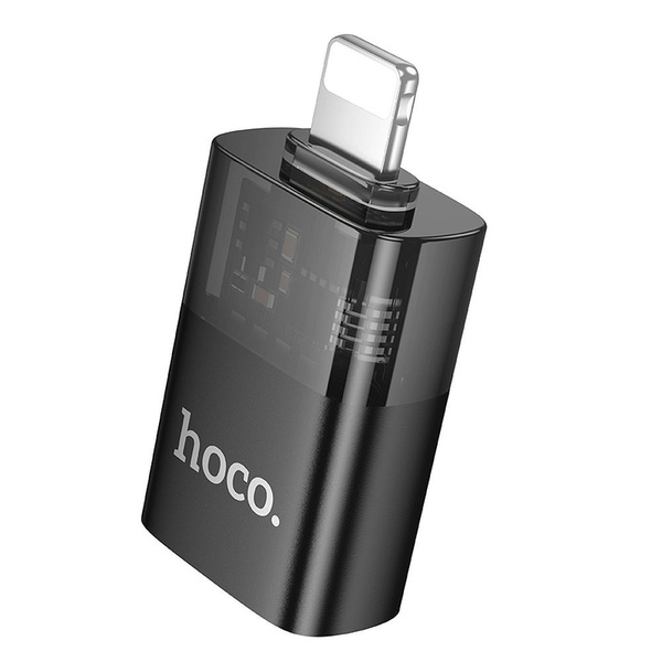 Adapter OTG Lightning do USB A Hoco UA36 czarny transparentny