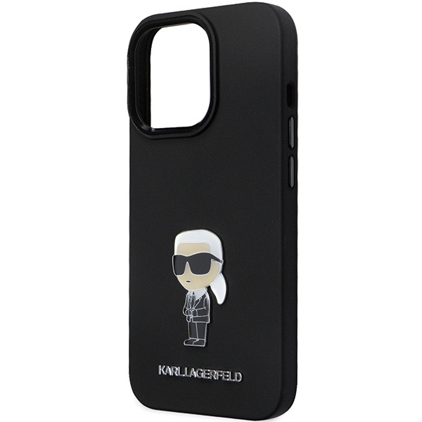 Karl Lagerfeld KLHCP14LSMHKNPK case for iPhone 14 Pro - black Silicone Ikonik Metal Pin