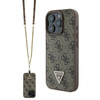 Guess GUHCP16LP4TDSCPW iPhone 16 Pro6.3" brązowy/brown hardcase Leather Metal Logo Strass Crossbody