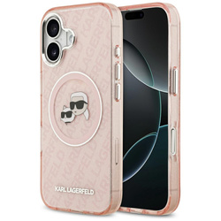 Etui Karl Lagerfeld IML Glitter Karl & Choupette Heads Logo MagSafe do iPhone 17 różowy