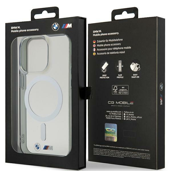 Etui BMW Silver Ring MagSafe na iPhone 15 Pro Max - przezroczyste