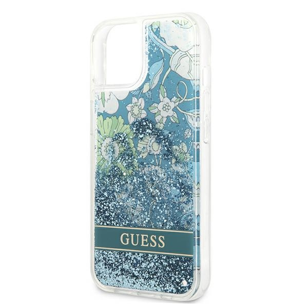 Guess GUHCP13SLFLSN iPhone 13 mini 5,4"zielony/green hardcase Flower Liquid Glitter