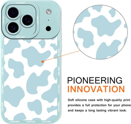 Etui Pnakqil Iphone 17 Pro Max Aesthetic cow print blue white style pudełko