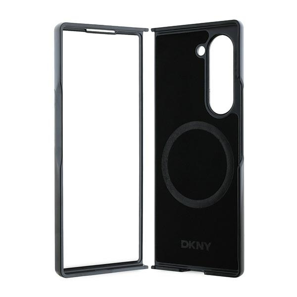 DKNY DKHMZFD6PSMCSLK Z Fold6 F956czarny/black Magsafe Plain Leather Metal Stack Logo