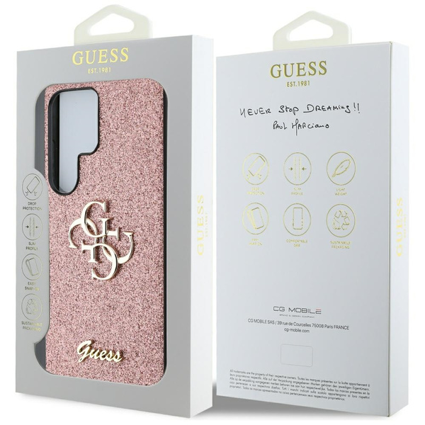 Etui Guess Fixed Glitter Big 4G Metal Logo do Samsung Galaxy S25 Ultra różowy