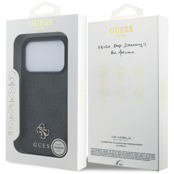 Etui Guess 4G Small Classic Logo MagSafe do iPhone 17 Pro czarny