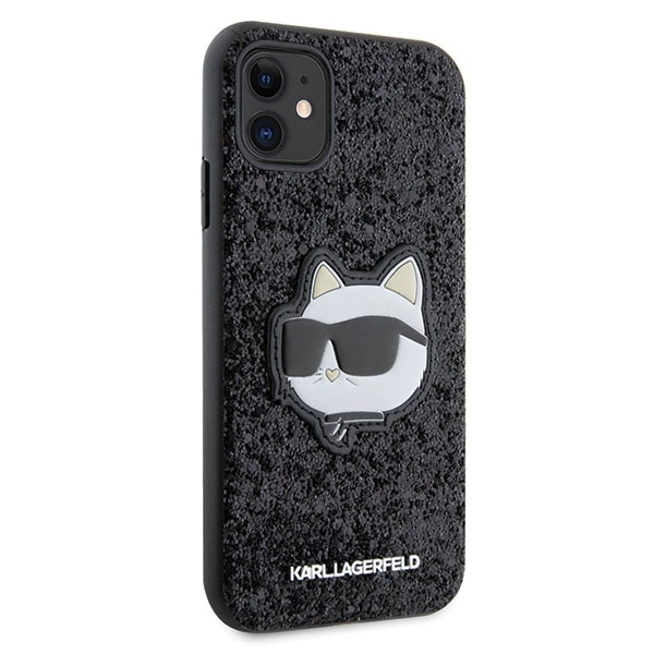 Etui Karl Lagerfeld Glitter Choupette Patch na iPhone 11 / Xr - czarne