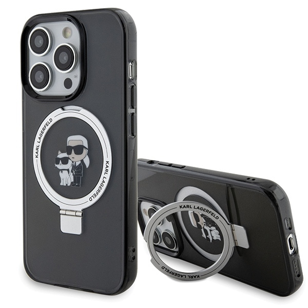 Karl Lagerfeld KLHMP13LHMRSKCK iPhone 13 Pro 6.1" black/black hardcase Ring Stand Karl&amp;Choupette MagSafe