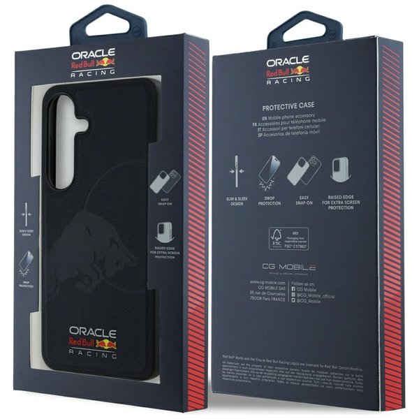 Etui Red Bull Leather Meshed Debossed Bull MagSafe do Samsung Galaxy S25 granatowy