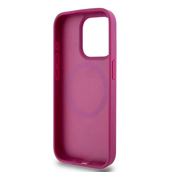 DKNY DKHMP15LPSHRPSP iPhone 15 Pro6.1" różowy/pink hardcase Leather Monogram Pattern Metal Logo MagSafe