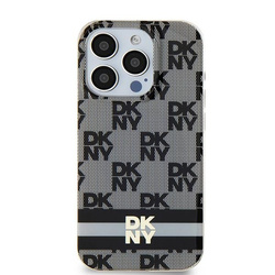 DKNY DKHMP15SHCPTSK iPhone 15 / 14 / 136.1" czarny/black hardcase IML Checkered Mono Pattern & Printed Stripes MagSafe