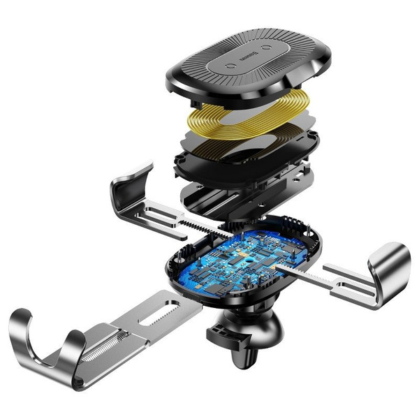 BASEUS QI WIRELESS CHARGER GRAVITY CAR MOUNT (SILVER)