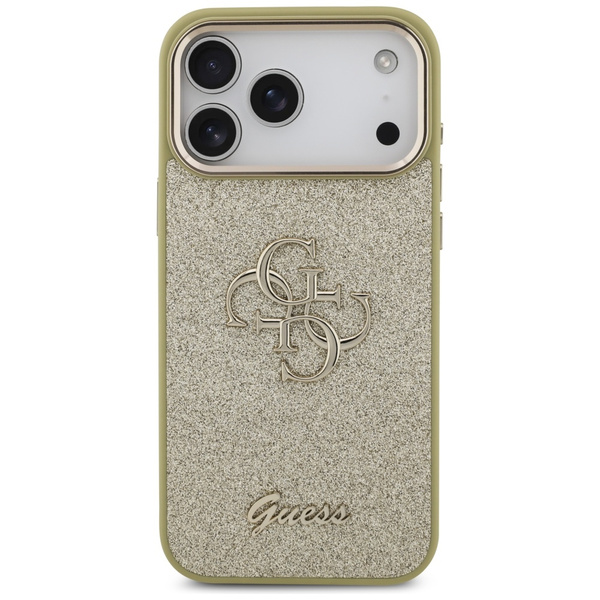 Etui Guess Fixed Glitter Big 4G Metal    Frame do iPhone 17 Pro Max złoty