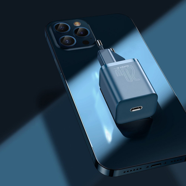 Baseus Super Si 1C fast charger USB Type C 20W Power Delivery + USB Type C - Lightning cable 1m blue (TZCCSUP-B03)