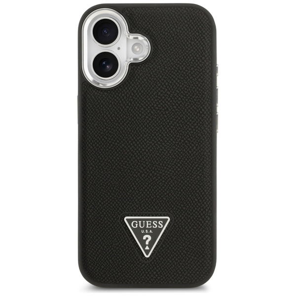 Etui Guess Grained Triangle Logo MagSafe do iPhone 17 czarny