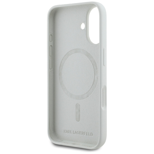 Etui Karl Lagerfeld Silicone Double       Heads And Circle MagSafe do iPhone 16 beżowy