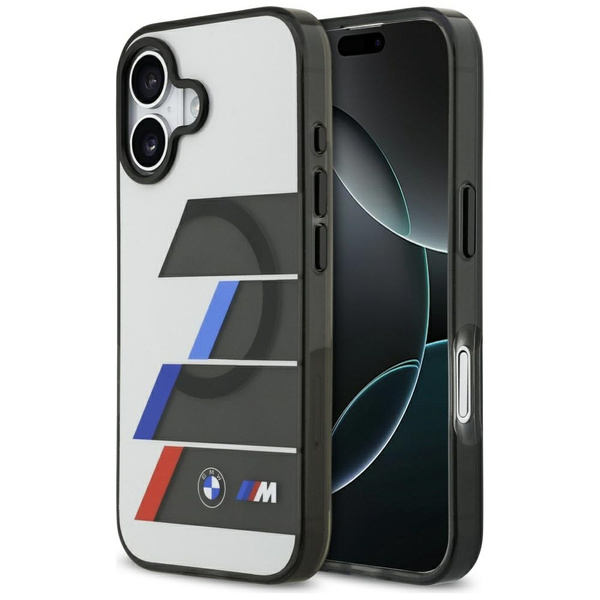 Etui BMW M IML Metal Buttons Tricolor    Lines MagSafe do iPhone 17 antracyt