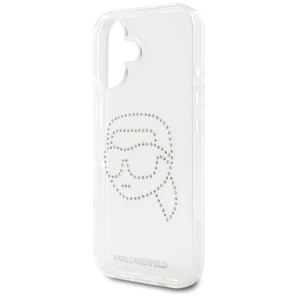 Etui Karl Lagerfeld IML Rhinestones Karl  Head do iPhone 16 przezroczysty