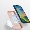 Dux Ducis Grit skórzane etui do iPhone 14 elegancki pokrowiec ze sztucznej skóry (kompatybilne z MagSafe) różowy