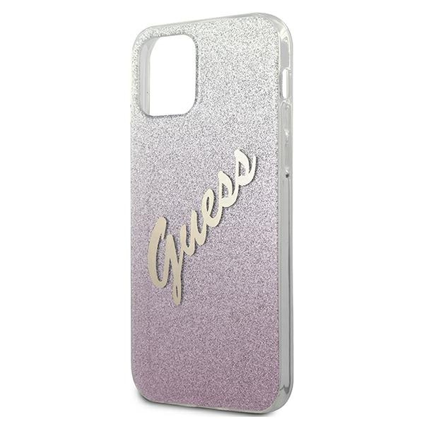 Guess GUHCP12SPCUGLSPI iPhone 12 mini5,4" różowy/pink hardcase Glitter Gradient Script
