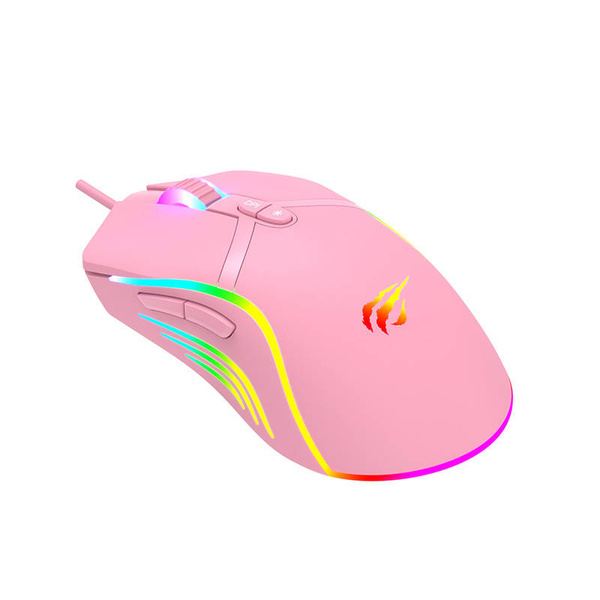 Mysz gamingowa Havit MS1026 RGB 1000-6400 DPI (różowa)