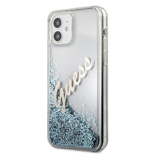 Guess GUHCP12SGLVSBL iPhone 12 mini5,4" niebieski/blue hardcase Glitter Vintage Script