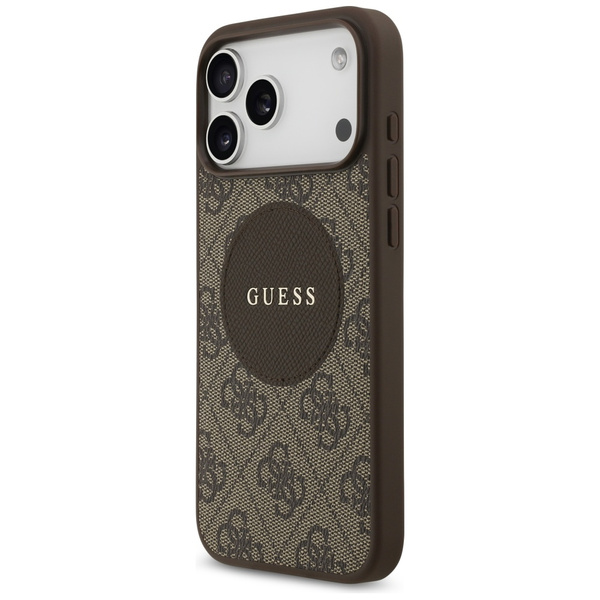 Etui Guess 4G Circle Classic Logo MagSafe do iPhone 17 Pro Max brązowy