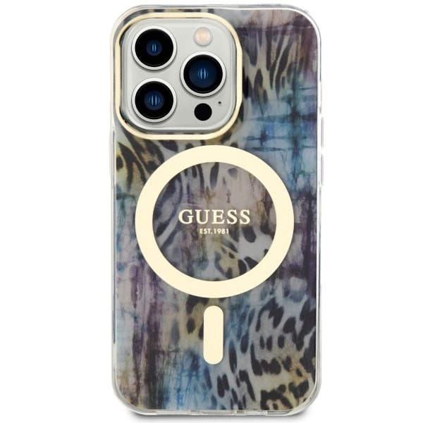 Guess GUHMP14XHLEOPWB iPhone 14 Pro Max6.7" niebieski/blue hardcase Leopard MagSafe