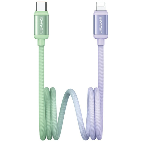Kabel USAMS Bicolor Series SJ757 PD 30W  USB-C/Lightning 1.2m zielono fioletowy