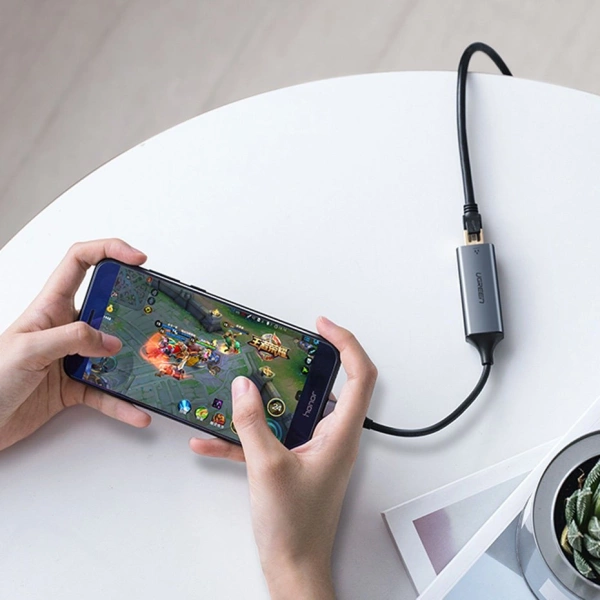 Ugreen external network adapter RJ45 - USB Type C (1000 Mbps / 1 Gbps) Gigabit Ethernet gray (CM199)