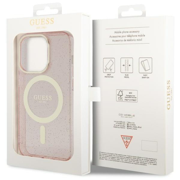 Guess GUHMP14LHCMCGP iPhone 14 Pro 6.1"różowy/pink hardcase Glitter Gold MagSafe