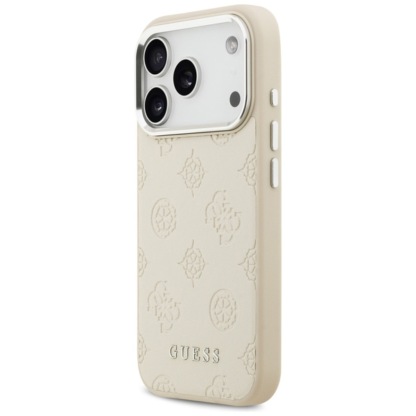 Etui Guess Peony Hot Stamp Script        MagSafe do iPhone 17 Pro beżowy