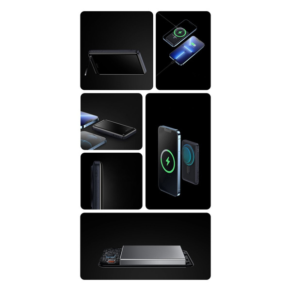 Baseus Magnetic Bracket power bank with wireless charging MagSafe 10000mAh 20W Overseas Edition pink (PPCX000204) + USB Type C cable Baseus Xiaobai Series 60W 0.5m