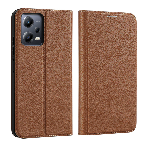 Dux Ducis Skin X2 etui do Xiaomi Redmi Note 12 5G / Poco X5 5G pokrowiec z klapką portfel podstawka brązowe