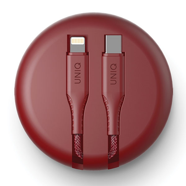UNIQ kabel MFI Halo USB-C-Lightning 18Wnylonowy zwijany 1,2m czerwony/carmine red