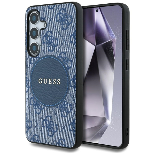 Etui Guess 4G Round Patch Classic Logo   MagSafe do Samsung Galaxy S25+ niebieski