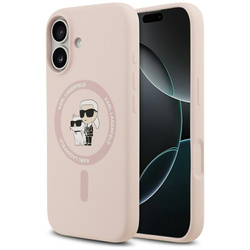 Etui Karl Lagerfeld Silicone Karl&Choupette Ring MagSafe do iPhone 17 różowy