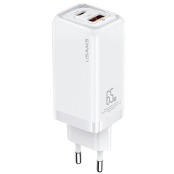 USAMS Ład. siec. 1xUSB-C+1xUSB T47 65W (only head) PD Fast Charging Super Si biały/white CC153TC02  (US-CC153)