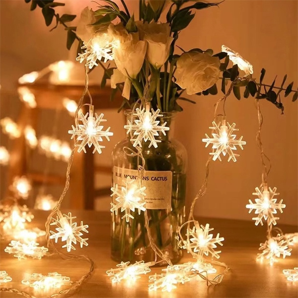 Lampki choinkowe LED snowflake/star - 6m/40 lampek ciepłe białe/warm white zasilane bat. 3xAA EHD-LS05