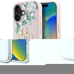 Etui Guess IML Metal Colored Circle      Classic Logo MagSafe do iPhone 16 Pro Max różowy