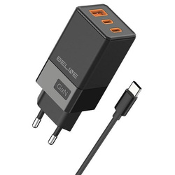 Beline Ład. siec. 2x USB-C + 1x USB 65W + kabel USB-C czarny/black PD 3.0 + QC 3.0  BLN3CB65C GaN