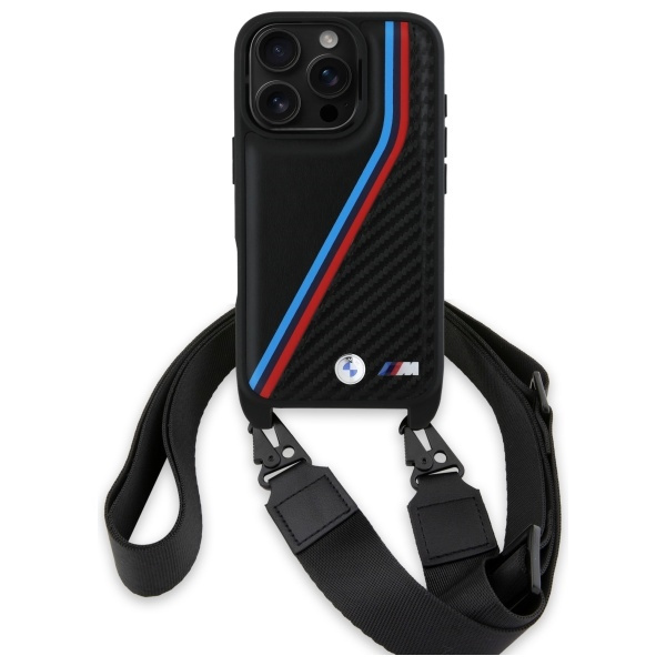 BMW BMHCP16X23PSVTK iPhone 16 Pro Max     6.9" czarny/black hardcase M Edition Carbon Tricolor Lines & Strap