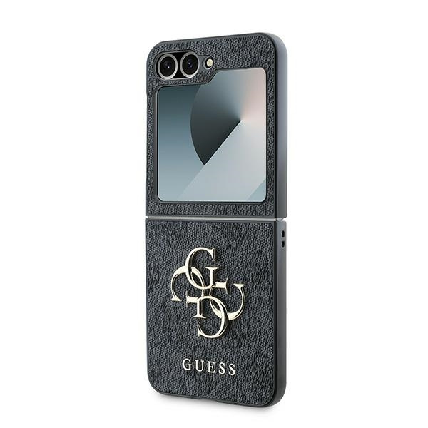 Guess GUHCZF64GMGGR Z Flip6 F741czarny/black Leather 4G Metal Logo