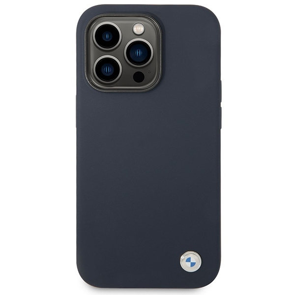 Case BMW BMHMP14LSILNA iPhone 14 Pro 6.1" navy blue/navy Silicone Metal Logo MagSafe
