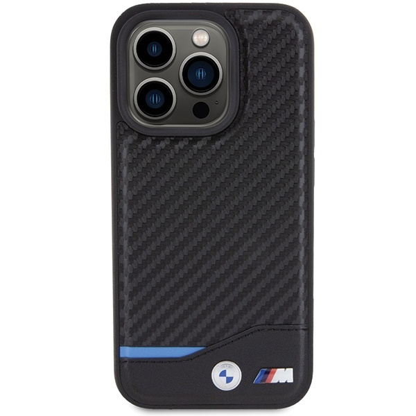 BMW Leather Carbon MagSafe iPhone 15 Pro Case - Black