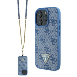 Guess GUHCP16LP4TDSCPB iPhone 16 Pro6.3" niebieski/blue hardcase Leather Metal Logo Strass Crossbody