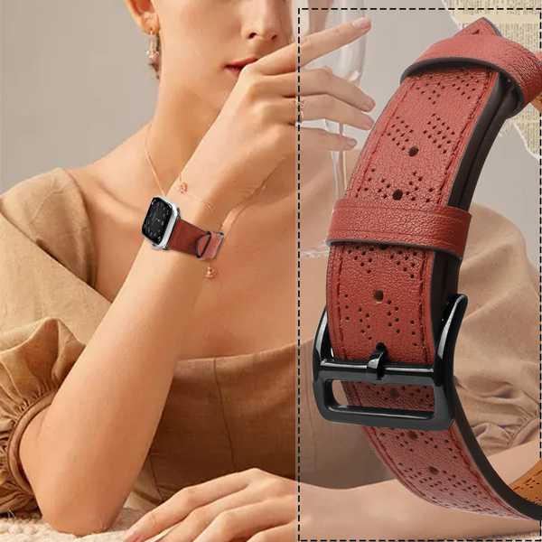 Strap Leather skórzany pasek Apple Watch Ultra, SE, 8, 7, 6, 5, 4, 3, 2, 1 (49, 45, 44, 42 mm) opaska bransoleta czerwony